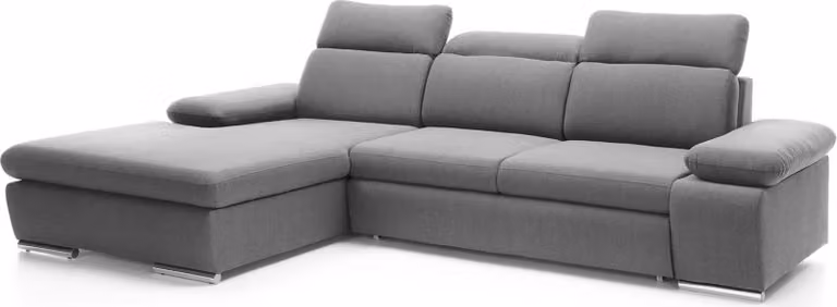 FURNLUX Divano angolare Orlando Grigio e Argento 285cm / Colore principale: Grigio / Dimensioni: 285 x 100 x 194 cm