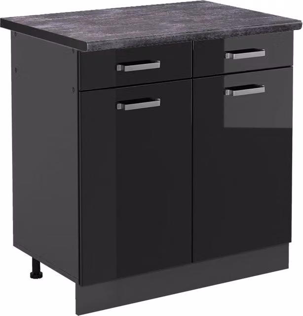 Mobiletto base per cucina R-Line Nero lucido/Antracite 80 cm, PL Antracite Vicco