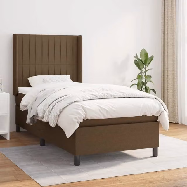 Giroletto a Molle con Materasso-Struttura Letto Marrone Scuro 80x200 cm Tessuto 646289