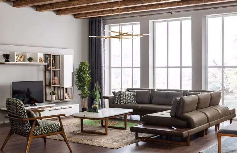 Wohnzimmer Set Luxus Möbel L-Form Sofa Sessel Textil Möbel Set