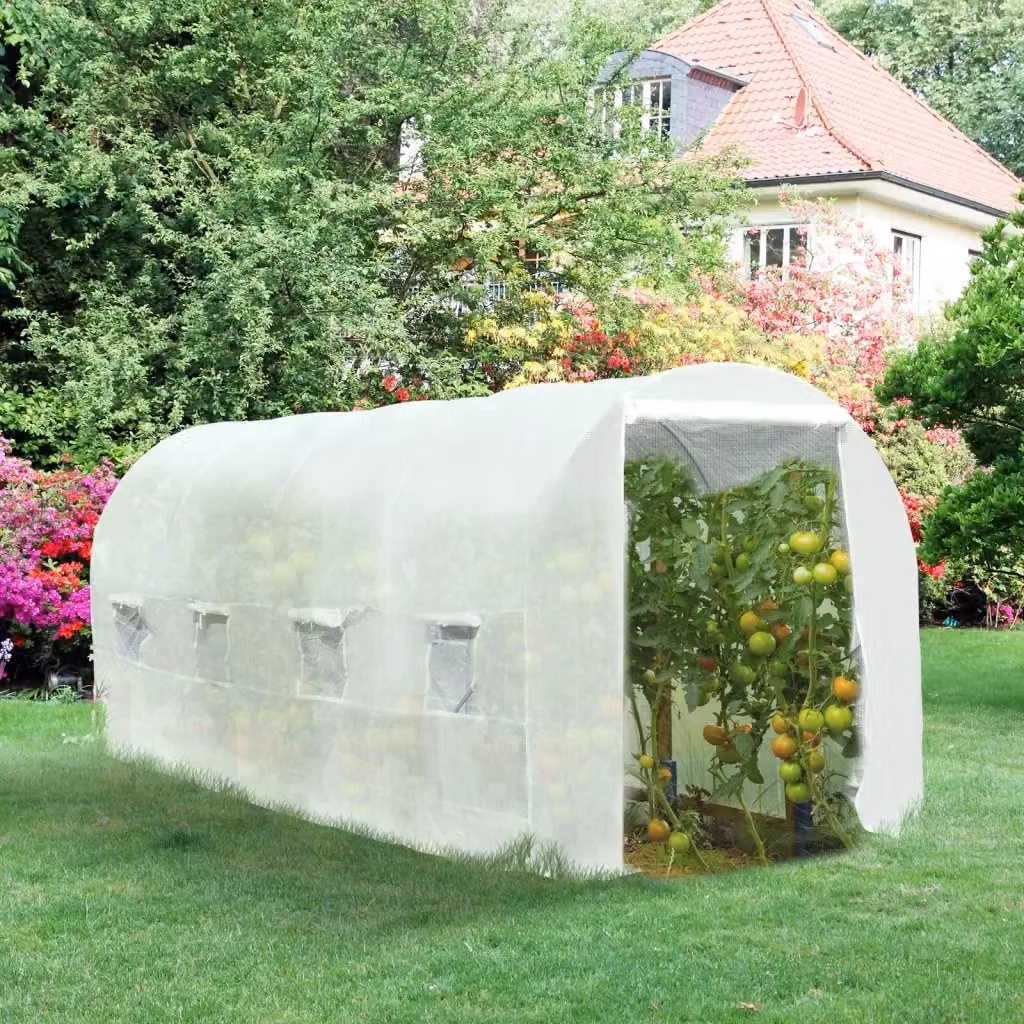 Serra da Giardino a Tunnel GIORDANOSHOP Bianca con Finestra e Struttura in Acciaio Zincato L: 5 m, P: 2 m, H: 2 m – 2