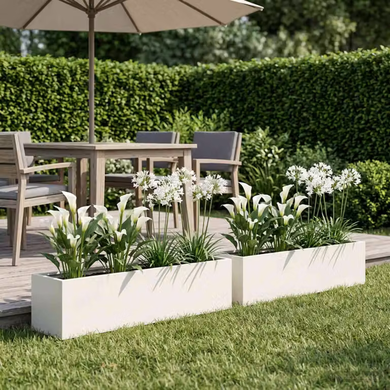 Set di 2 vasi da giardino vidaXL in metallo bianco H 80 x L 20 x P 20 cm