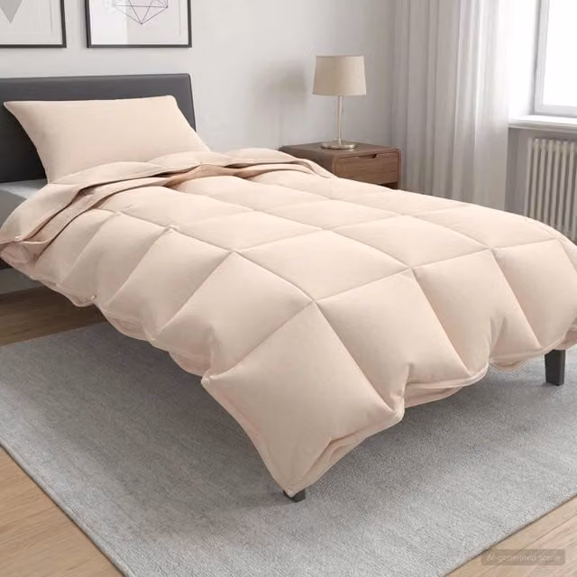 Set di piumoni e cuscini vidaXL beige in cotone, kapok e poliestere, ideali per l'estate, L: 135 cm x P: 200 cm