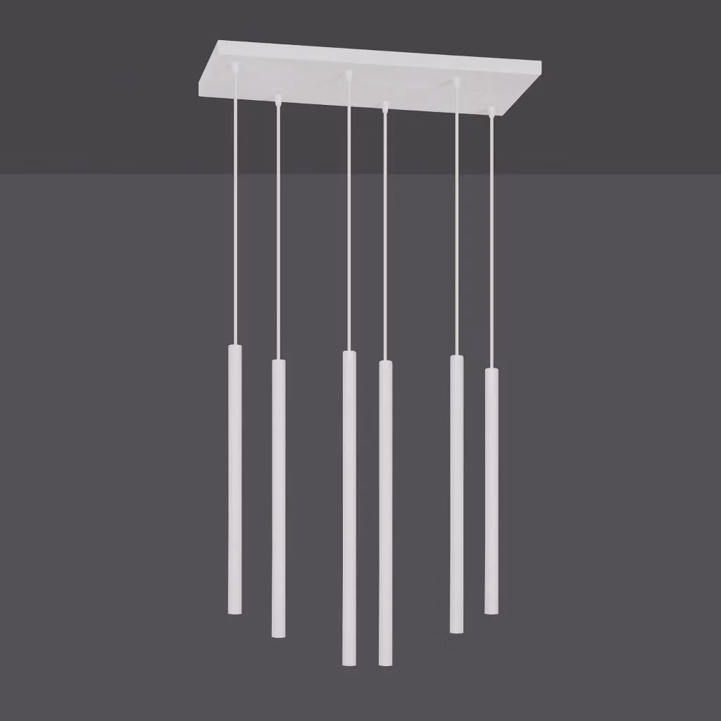 Lampadario a sospensione Emibig Selter moderno in metallo bianco con 6 lampadine G9, altezza regolabile, IP20 – 2
