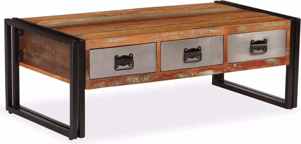 Maison Exclusive - Tavolino con 3 cassetti in legno massello di recupero 100x50x35 cm