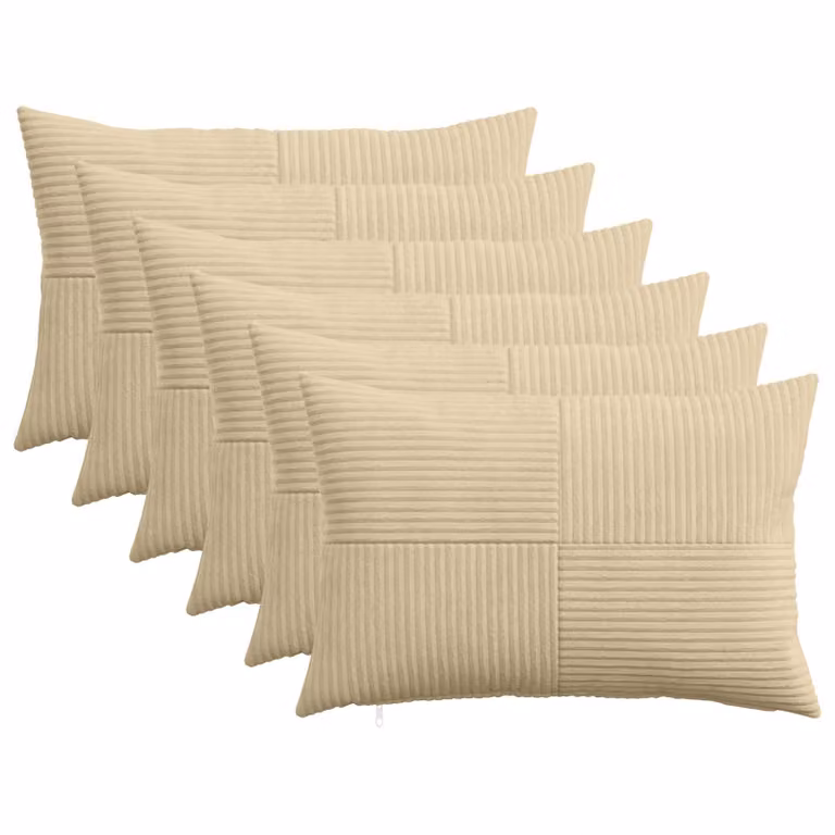 Set di 6 federe vidaXL ALMELO in velluto a coste, Grigio Verde, 50 x 75 cm