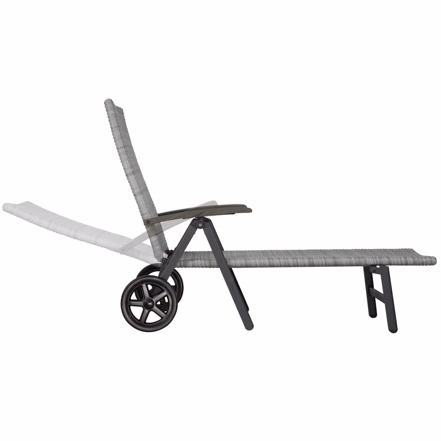 Lettino prendisole Auckland TecTake in polyrattan e metallo con tessuto textilene, pieghevole, grigio