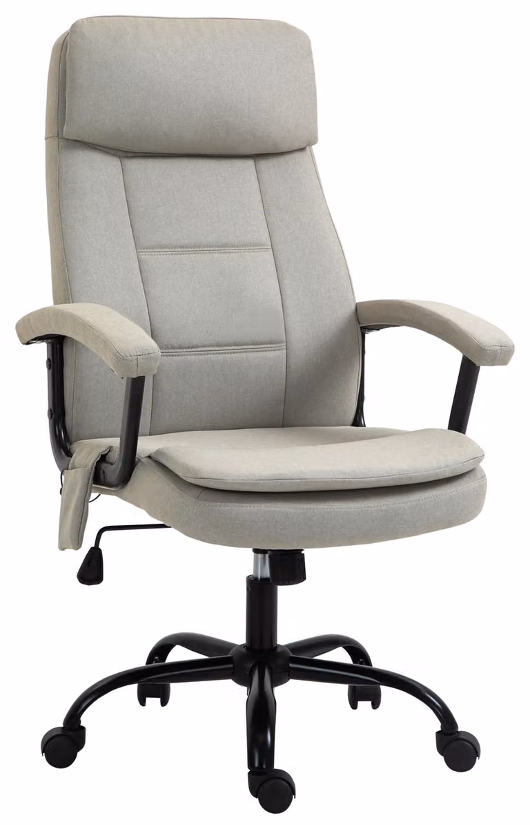 Sedia da ufficio massaggiante Vinsetto, con massaggio lombare, regolabile in altezza, color beige