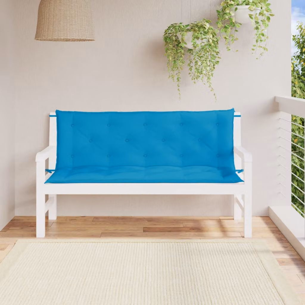 Set di 2 cuscini per panca vidaXL azzurri in tessuto Oxford, L 150 x P 50 x H 7 cm