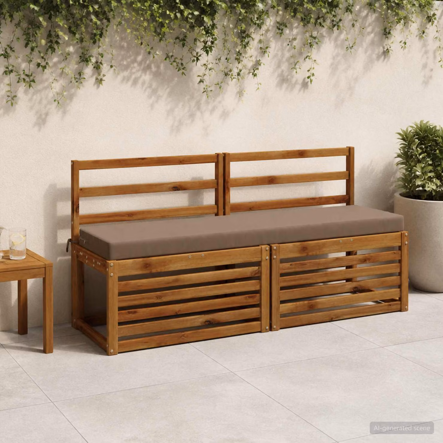 Set di 2 cuscini per panchina vidaXL in poliestere, forma rettangolare, disponibili in beige, grigio o marrone