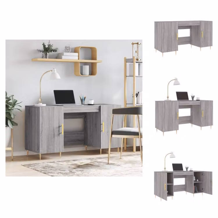 vidaXL Scrivania grigio Sonoma 140x50x75 cm in legno - Scrivanie