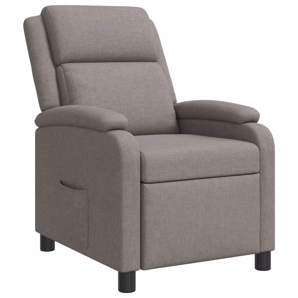 Poltrona reclinabile relax in tessuto color tortora con braccioli e design moderno – 2