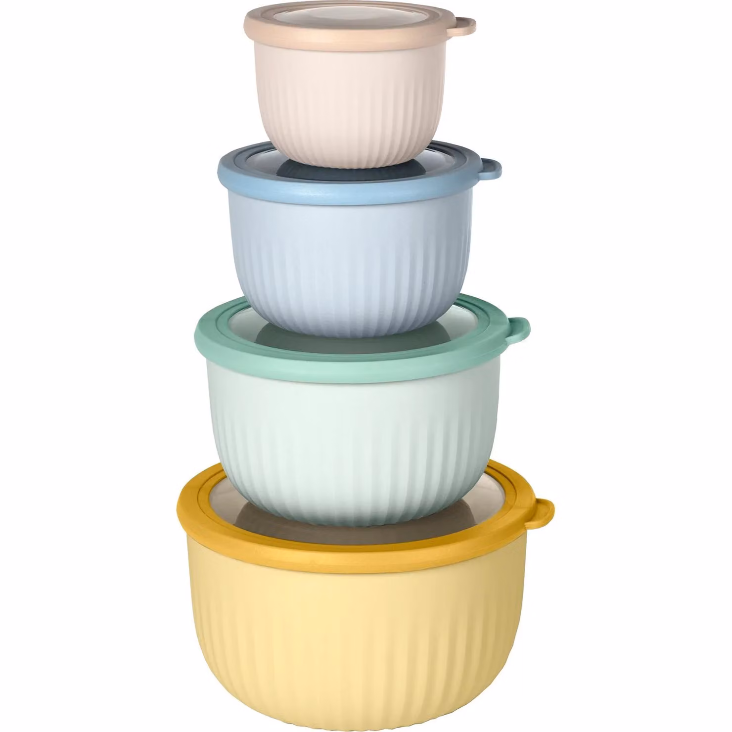 GUSTO CASA Set di 4 Contenitori Rotondi Alt Linea Timeless con Coperchi Ermetici in Plastica Multicolor L: 23,5 cm, P: 22,5 cm, H: 13,0 cm