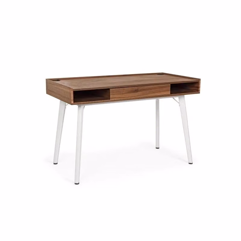 Scrivania da ufficio moderna Juliette Bizzotto in legno marrone con cassetto e passacavi L: 120 cm, P: 60 cm, H: 76 cm – 2