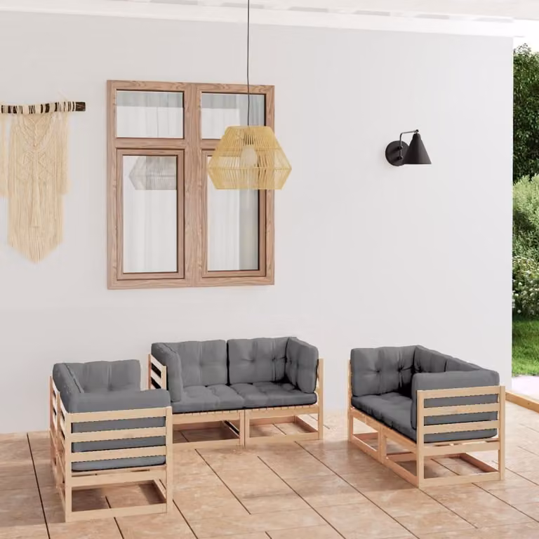 Maison Exclusive - Set da giardino 6 pezzi con cuscini in legno massello di pino