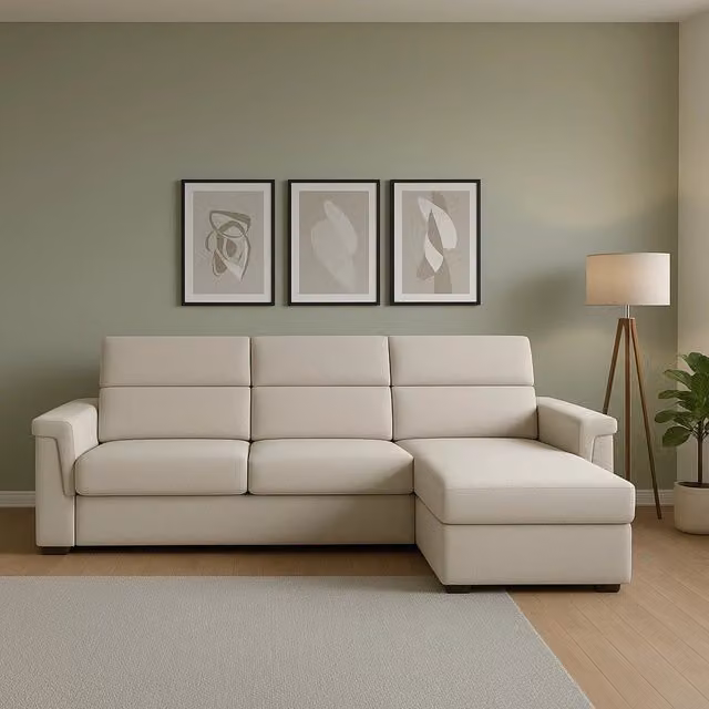 Divano angolare DMORA Cintano in tessuto beige con penisola reversibile e coperture rimovibili, Made in Italy, L 285 cm x P 160 cm