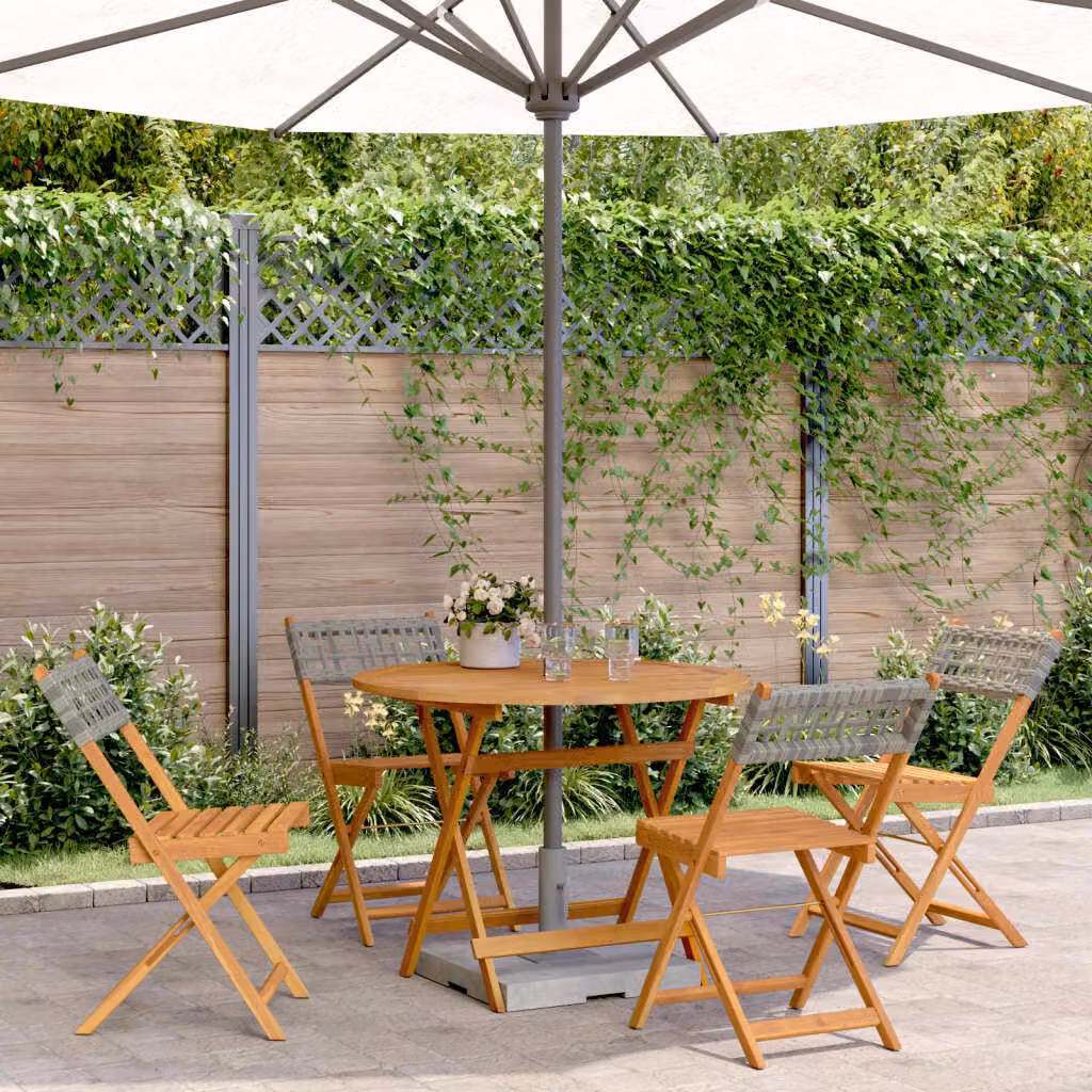 Maison Exclusive - Set da pranzo da giardino a 5 pezzi in rattan sintetico grigio e legno massello