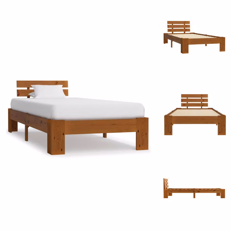 vidaXL Letto in legno massiccio pino marrone miele 100x200 cm - Letti e strutture letto