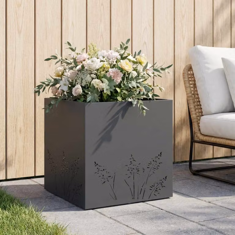 Vaso da giardino vidaXL in metallo Antracite L/P/H: 50 x 50 x 49 cm