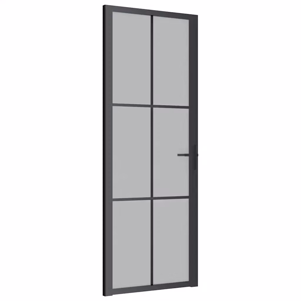Porta Interna Moderna vidaXL in Alluminio e Vetro Trasparente Nero Opaco L: 76 cm, H: 201,5 cm – 2