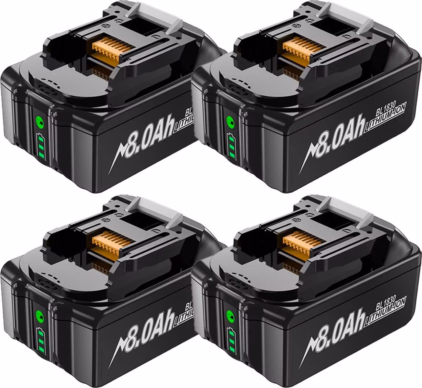 Batterie, capacità 8000 mAh, protezione intelligente, 4 batterie, 18V