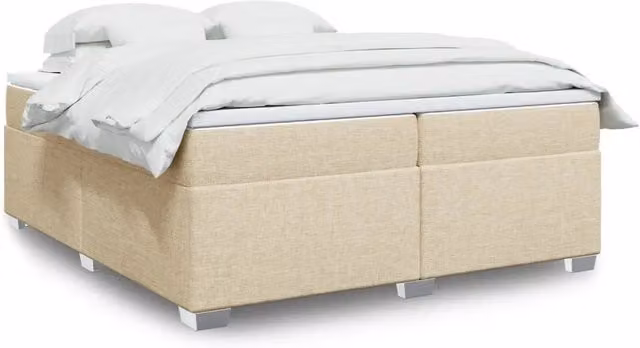 Letto Ibrido vidaXL con Struttura in Legno di Pino e Materasso in Tessuto Beige e Bianco L/P: 200 x 200 cm