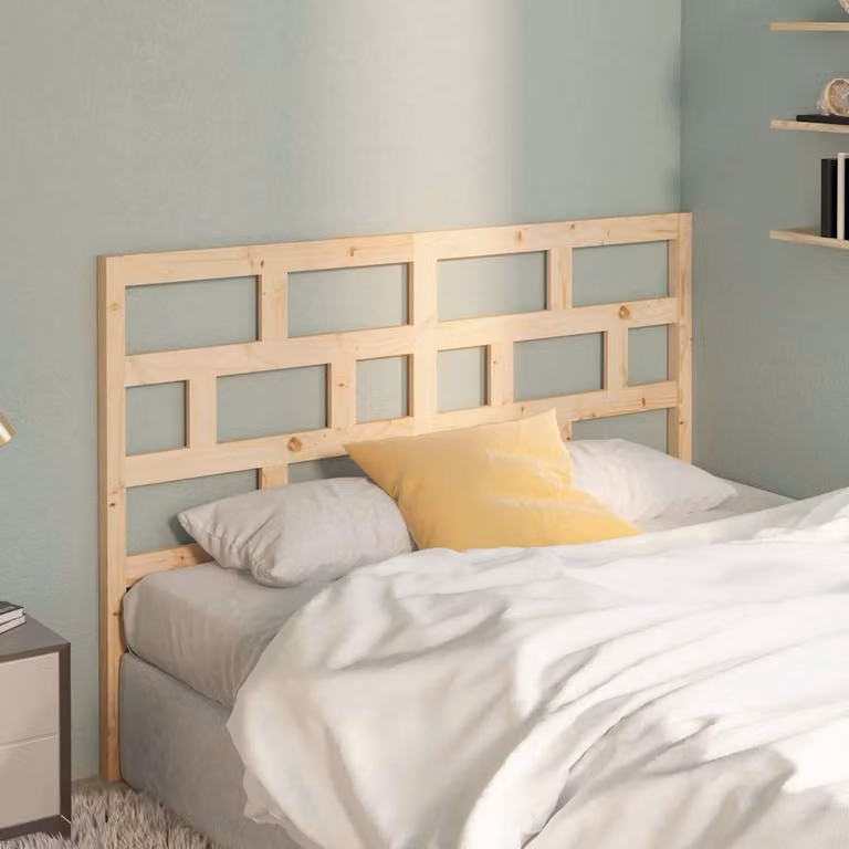 Testiera per letto vidaXL in legno massello di pino marrone, stile rustico, L 146 cm x H 100 cm x P 4 cm