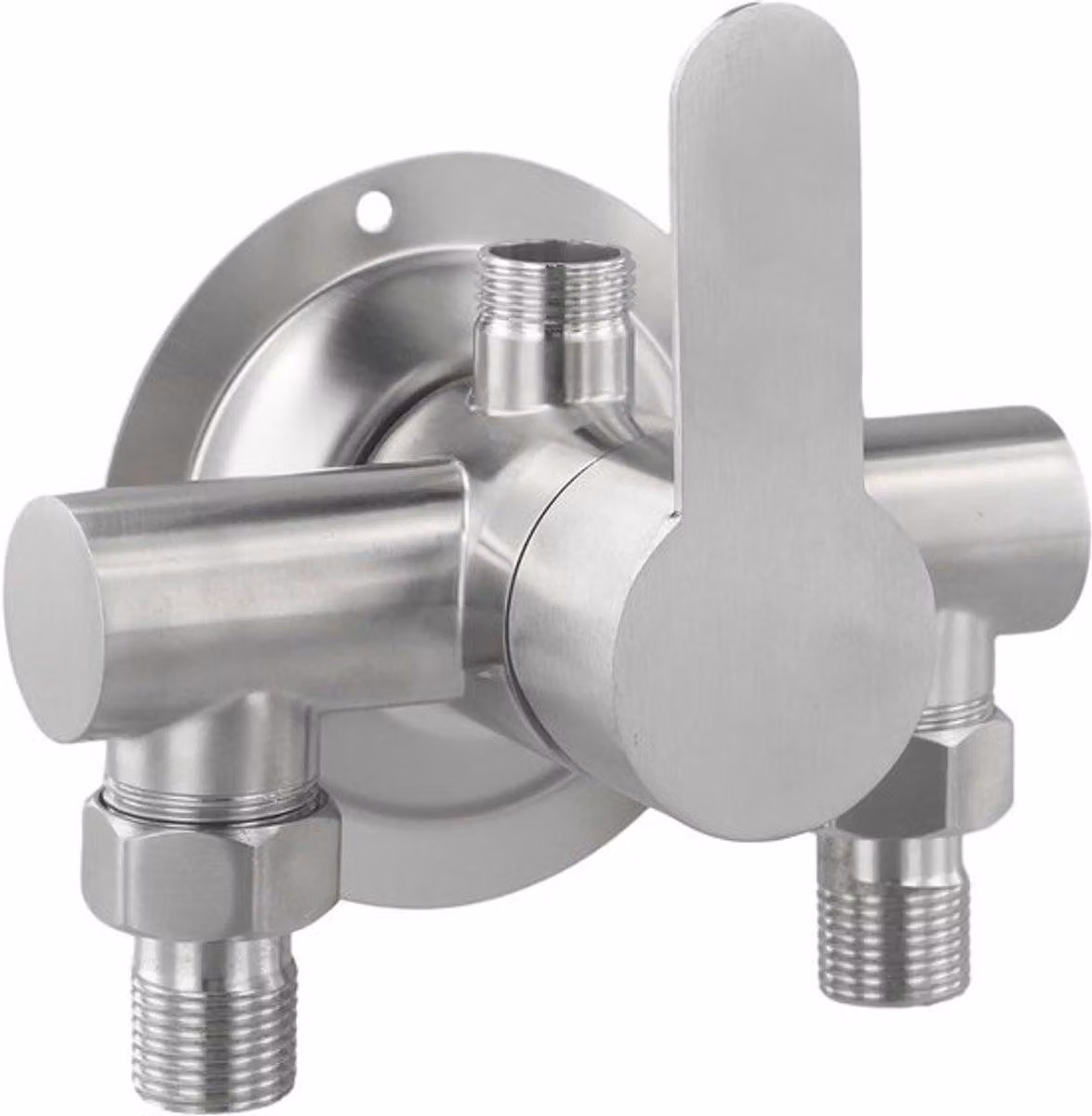 Miscelatore doccia in acciaio inossidabile con maniglia in metallo e montaggio a parete, ideale per il bagno. Prodotto resistente e facile da usare.