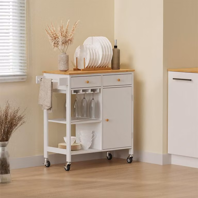 Carrello da cucina Vicco Trayz Bianco 89 x 87 cm con rotelle, Model 56363