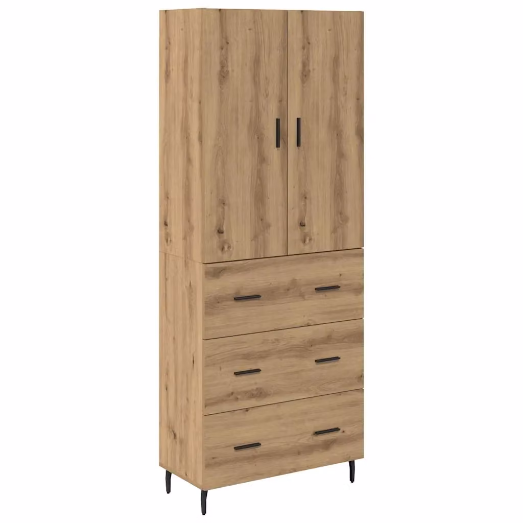 Set di 2 credenze moderne vidaXL in rovere marrone con finitura opaca L/P/H: 69,5 x 34 x 180 cm – 2
