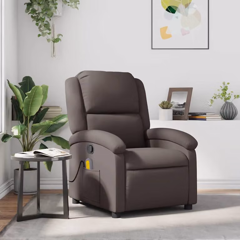 vidaXL Poltrona Reclinabile Relax in Vera Pelle Marrone con Braccioli