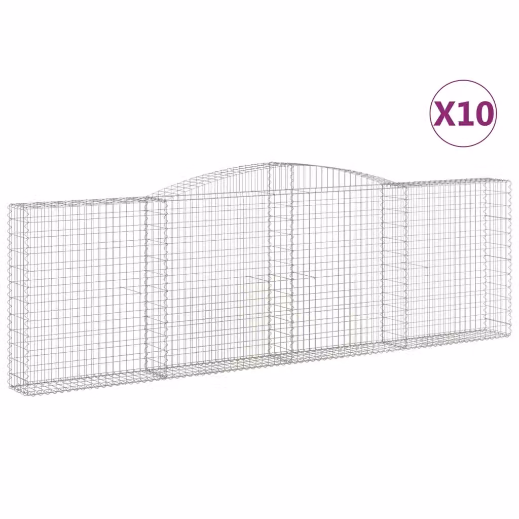 Set di 10 Cesti Gabbioni ad Arco Videx in Acciaio Zincato Argento L: 400 cm, P: 30 cm, H: 120/140 cm – 2