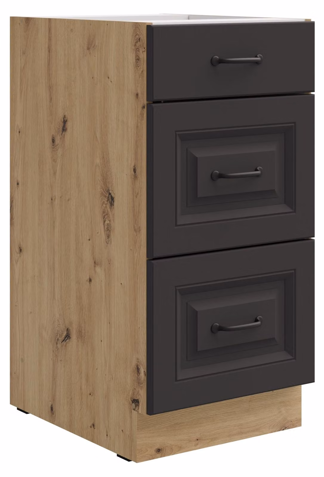 Mobile base da cucina 40 cm Stilo Grigio + Rovere Artisan opaco, cassetto a estrazione totale con chiusura ammortizzata, cucina componibile