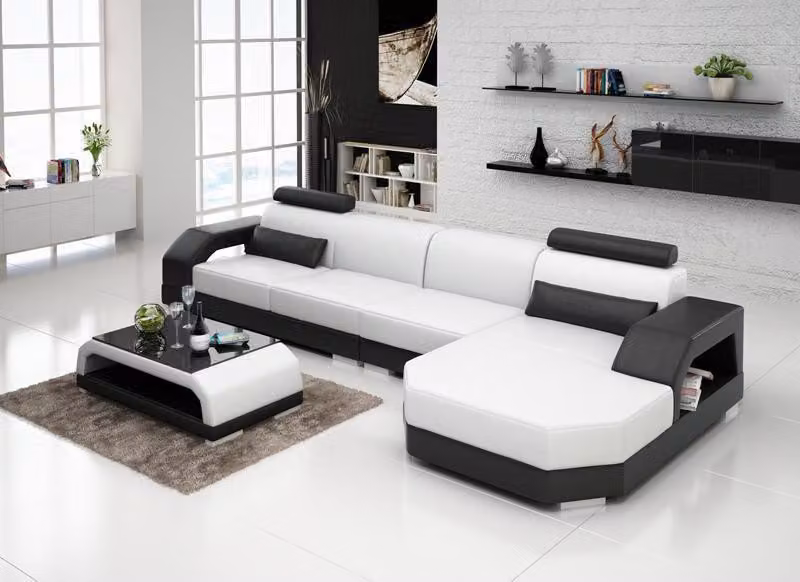 Ledersofa Couch Wohnlandschaft Ecksofa Eck Garnitur Design Modern Sofa G8001C