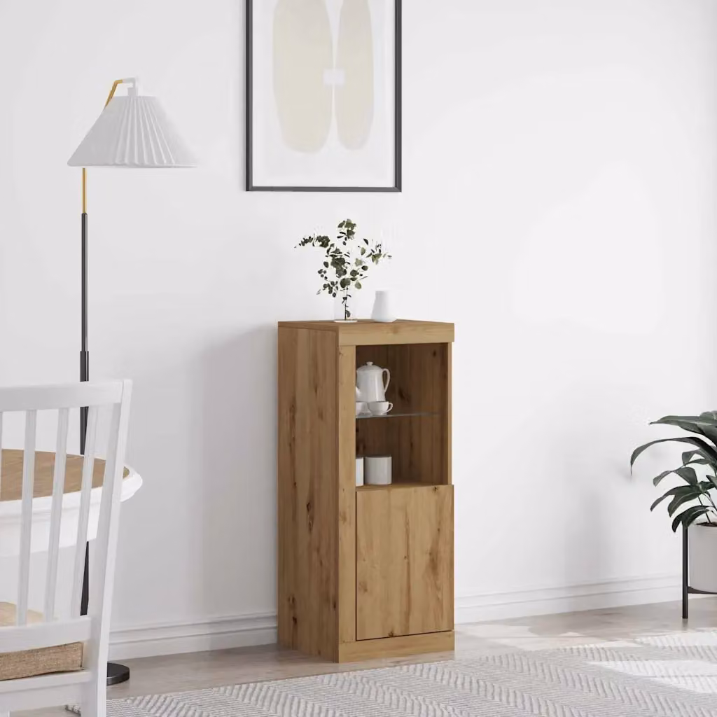 Madia moderna vidaXL in rovere con illuminazione LED e finitura opaca, L/P/H: 41 x 37 x 100 cm