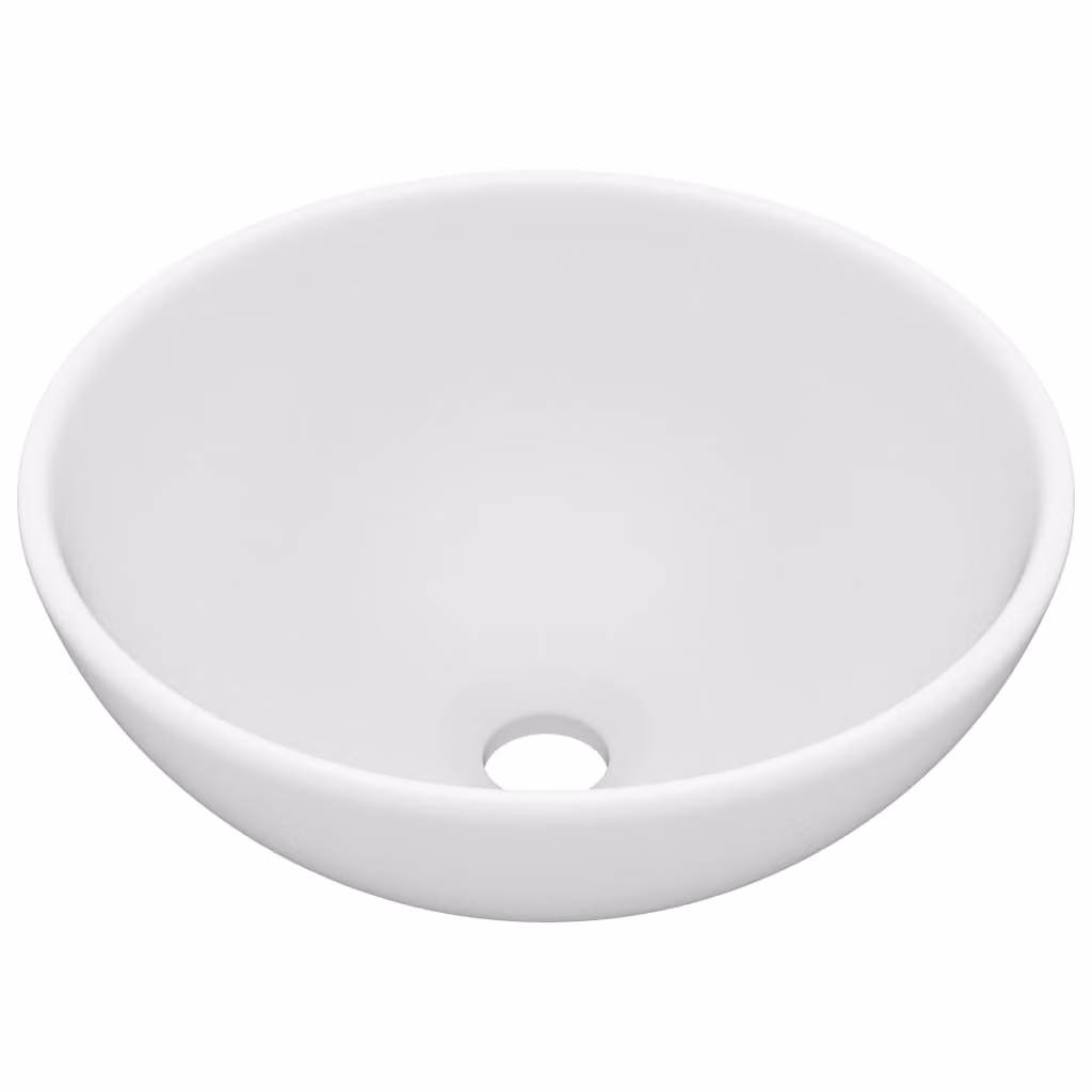 Lavandino Lusso Rotondo Bianco Opaco 32,5x14 cm in Vetroceramica