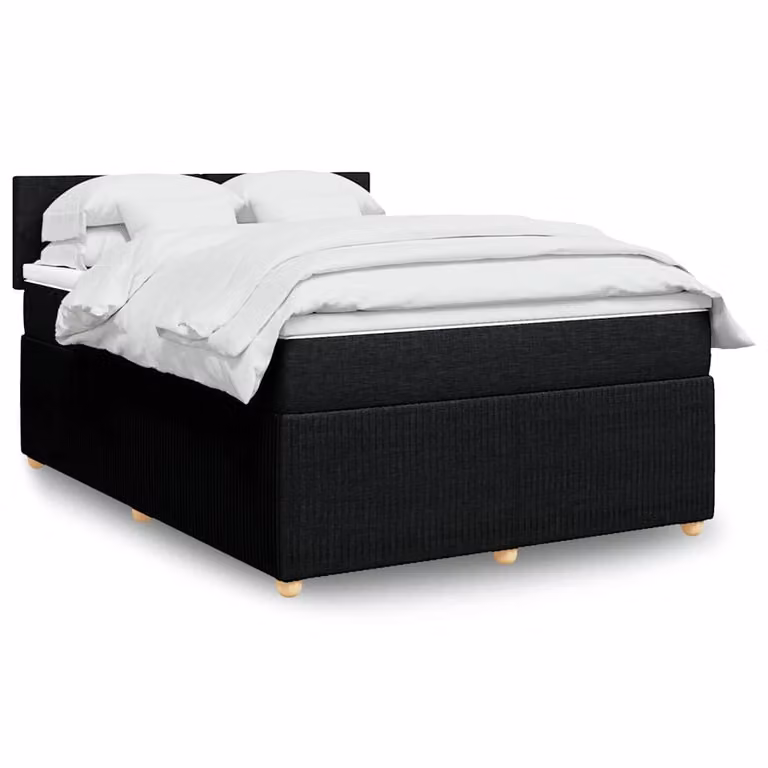 vidaXL Giroletto a Molle con Materasso Ibrido in Tessuto Nero, L/P/H: 140 x 200 cm