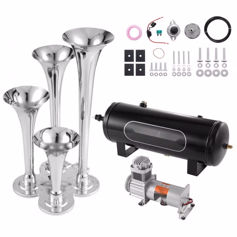Set di trombe per camion - set di trombe ad aria a 4 trombe, l 150 dB - compressore d'aria da 12V 160 psi - serbatoio da 10L con manometro - per auto, camion, treni, furgoni, barche.