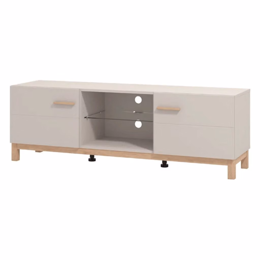 Mobile porta TV Dosimo DMORA con un ripiano, colore beige, L: 154 cm, P: 41,5 cm, H: 50,5 cm – 2