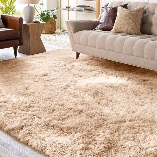 Tappeto XSIVOD beige soffice ad alta densità, lavabile e antiscivolo, L 140 cm x P 200 cm