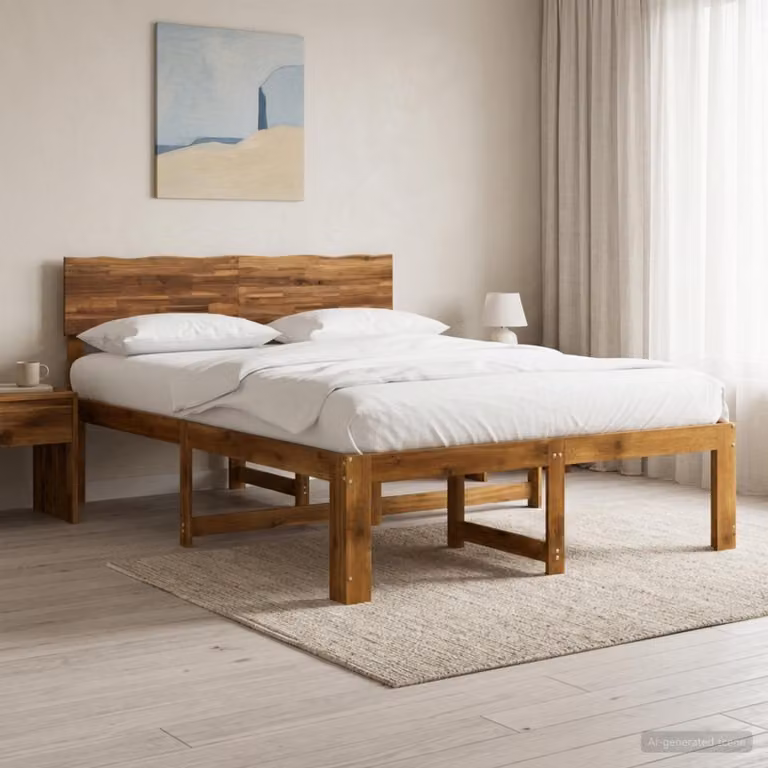 Letto matrimoniale con testiera vidaXL ROSTOCK in legno di acacia marrone L 140 x P 200 cm