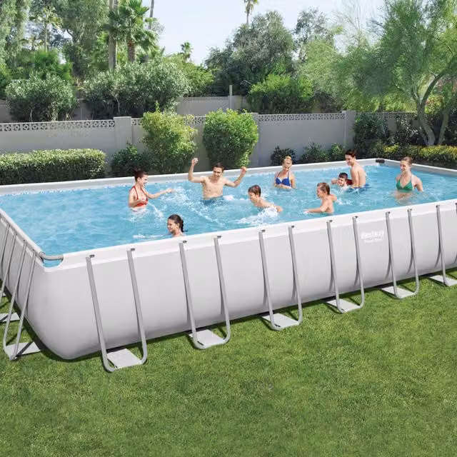 Piscina rettangolare con telaio in acciaio Bestway Power Steel, colore bianco, L: 956 cm, P: 488 cm, H: 132 cm – 1