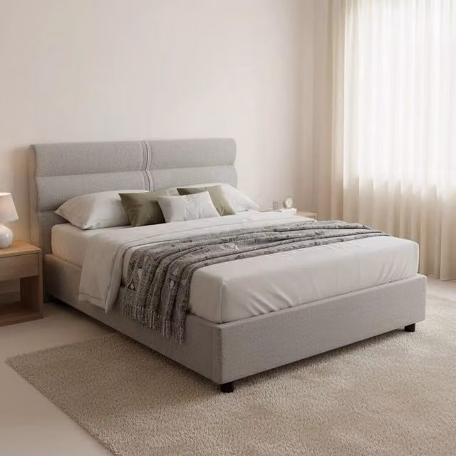 Letto Briosco DMORA con Materasso Incluso, Base a Sollevamento, Grigio e Nero, L/P/H: 120 x 200 cm – 1