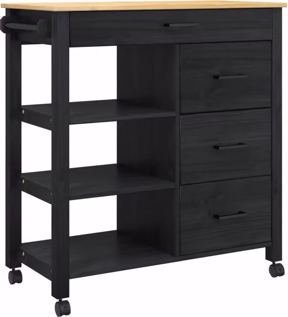 Carrello da Cucina MONZA Nero 84 x 40 x 88,5 cm CFW6154194