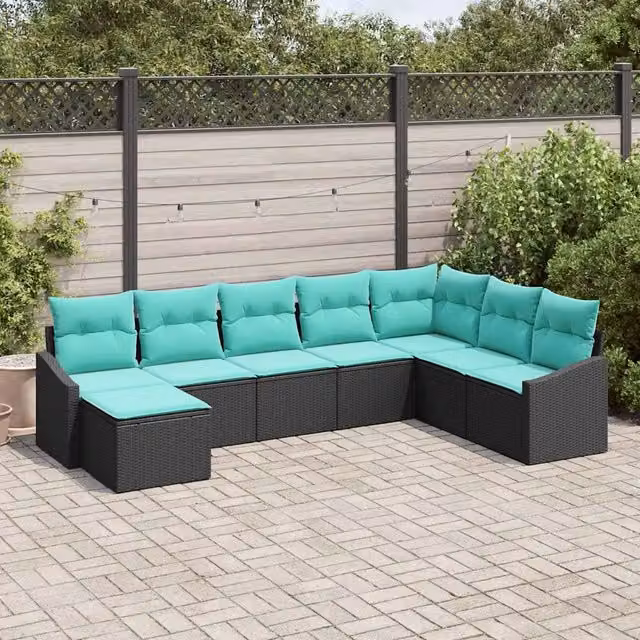 Set di divani 8 pz Nero polyrattan 3346846