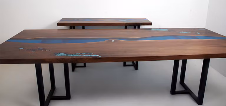 Esstisch River Table Echtes Holz Massiv Epoxidharz Tische 260x100 Flusstisch