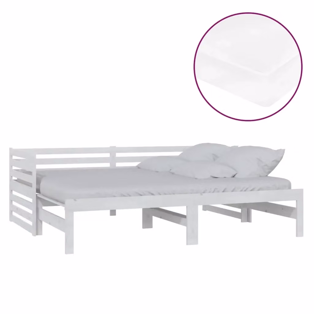 Dormeuse estraibile bianca vidaXL in massello di pino per adulti L/P/H: 203,5 x 185 x 68,5 cm – 2