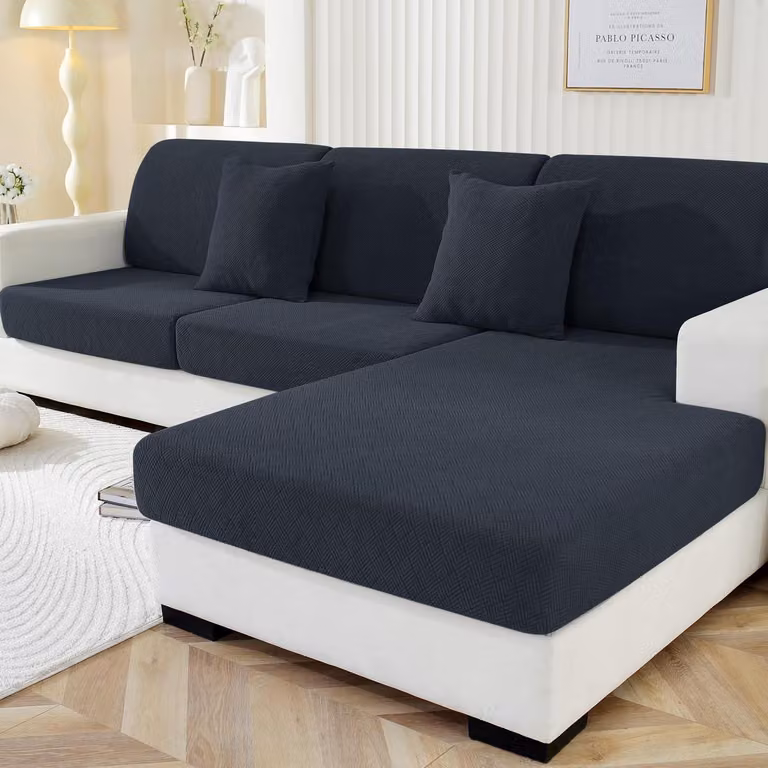 Copertura per cuscini del divano componibile, colore grigio scuro, per 1 posto a seduta, 3 posti e chaise longue