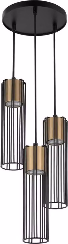 Lampada a sospensione decorativa rotonda industriale nero-oro a triplo filo Fobia 3xGU10 25W Sigma Lighting