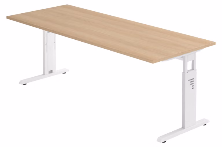 Scrivania bümö Serie O - Struttura: bianca, finitura: rovere, dimensioni: 200 x 80 cm